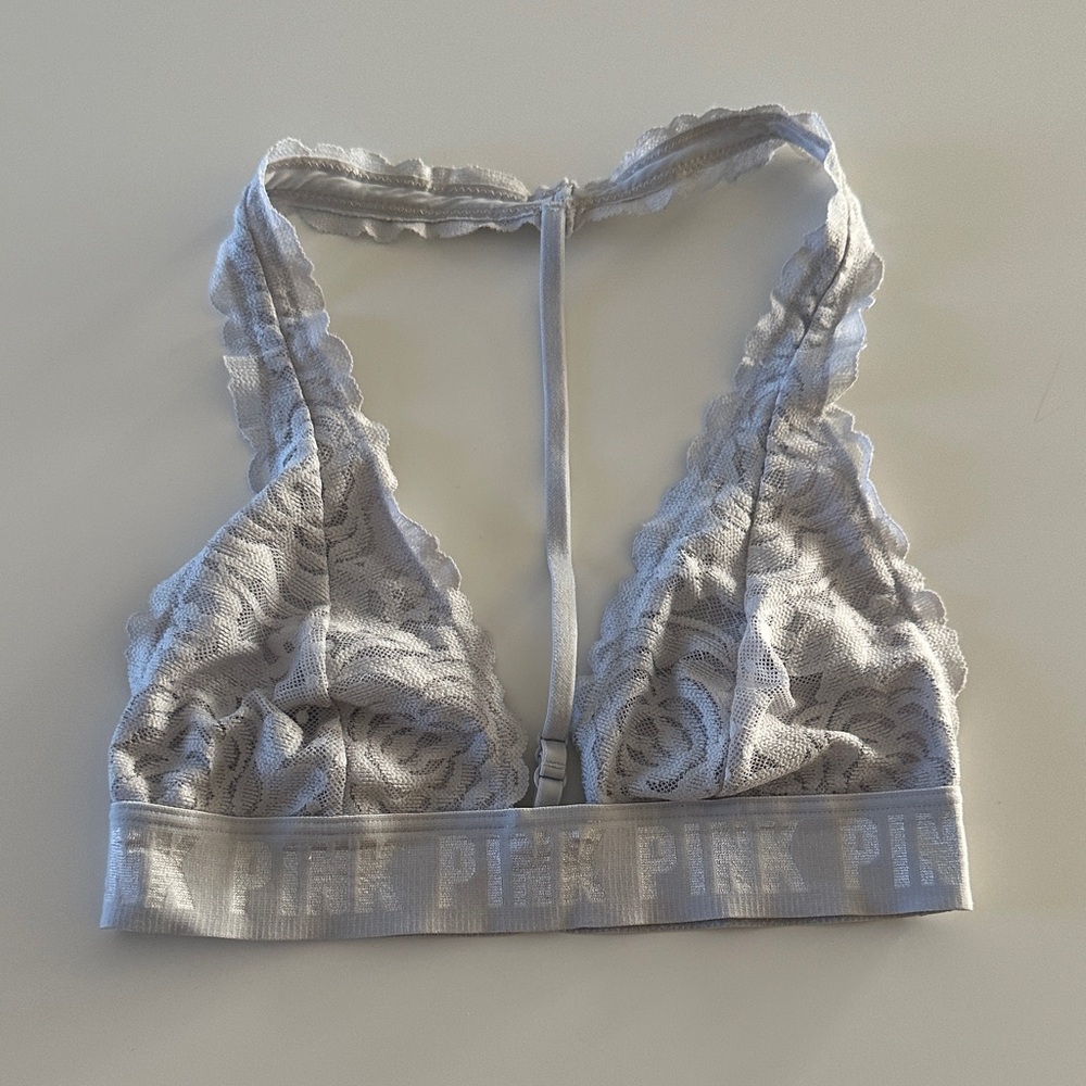 PINK Victoria's Secret Light Gray Lace Bralette